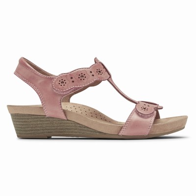 Rockport Cobb Hill Hollywood T-Strap Wedges Damen Rosa FGO-072153